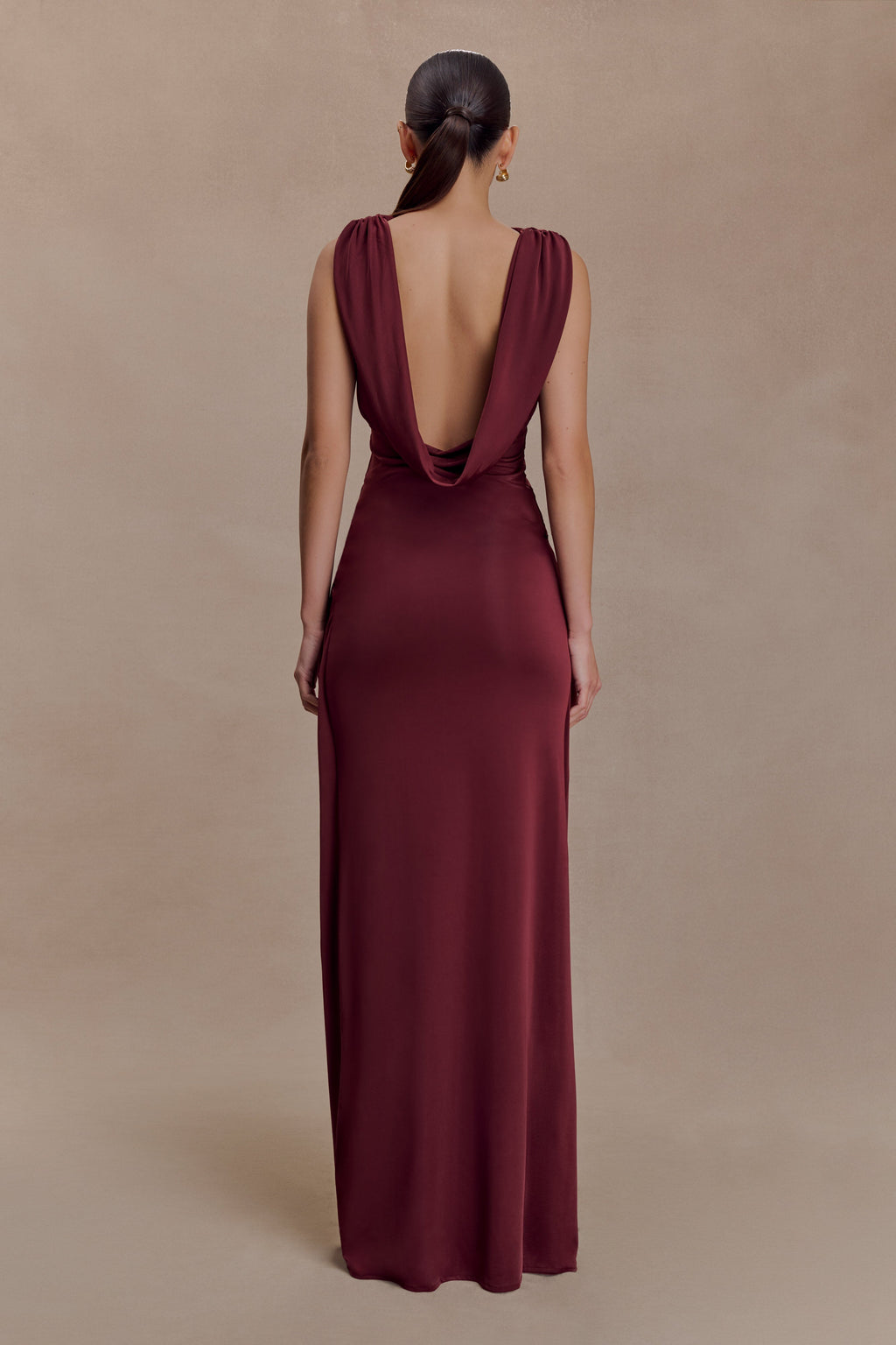 Bridget Slinky Cowl Back Top - Burgundy
