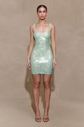 Jasmyn Hot Fix Mini Dress With Mesh Back - Mint