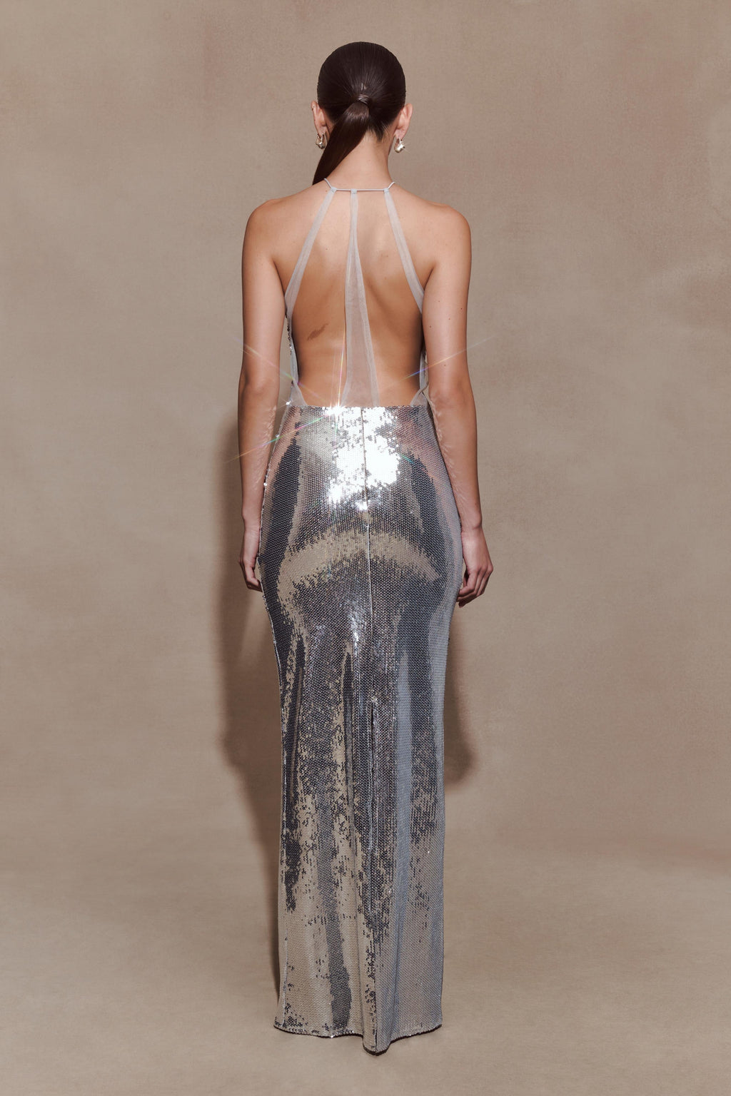 Baldwin Sequin Cut Out Maxi Dress - Silver