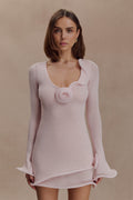 Samira Knit Long Sleeve Mini Dress - Misty Rose