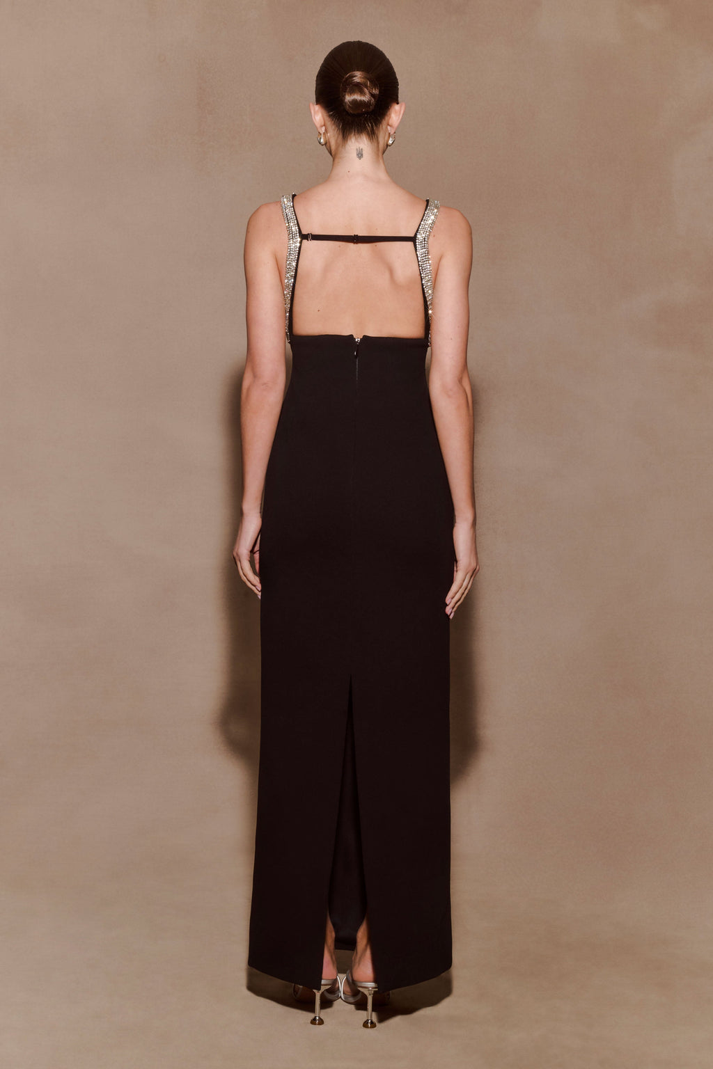 Lorde Embellished Crepe Maxi Dress - Black