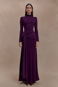 Grayson Knit Chiffon Maxi Dress - Plum