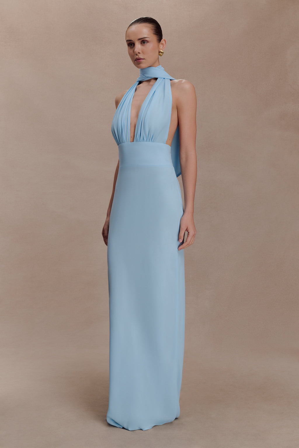 Nadine Halter Chiffon Maxi Dress - Blue
