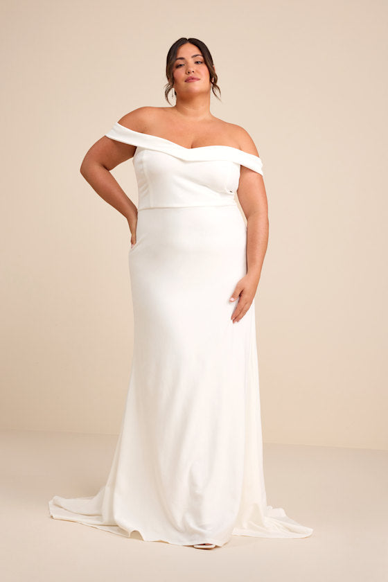 Arienne White Off-the-Shoulder Mermaid Maxi Dress