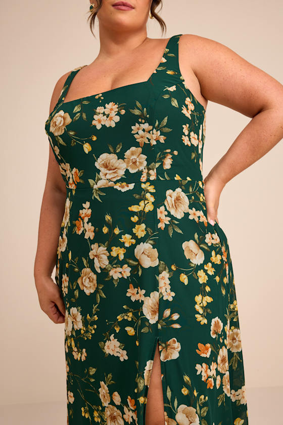 Remarkable Arrival Emerald Green Floral Sleeveless Maxi Dress