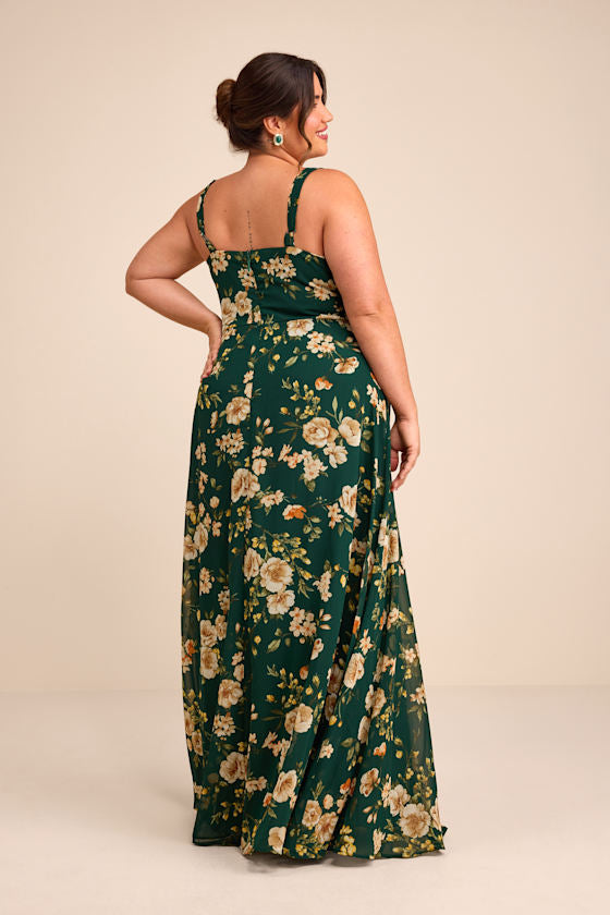 Remarkable Arrival Emerald Green Floral Sleeveless Maxi Dress