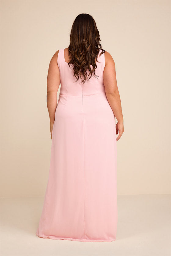 Glamorous Disposition Light Pink Ruched Maxi Dress