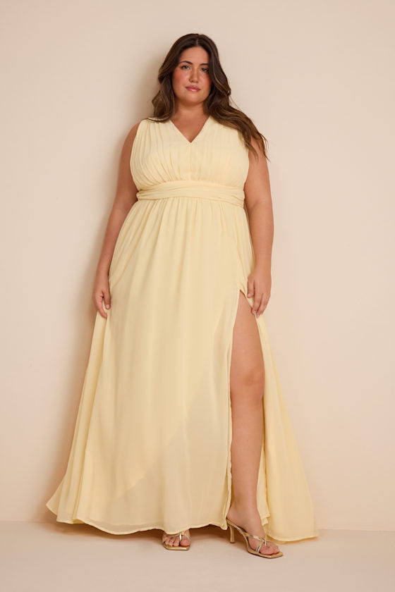Heavenly Hues Pale Yellow Maxi Dress