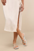 Leanna Aqua Strappy Slide Sandals