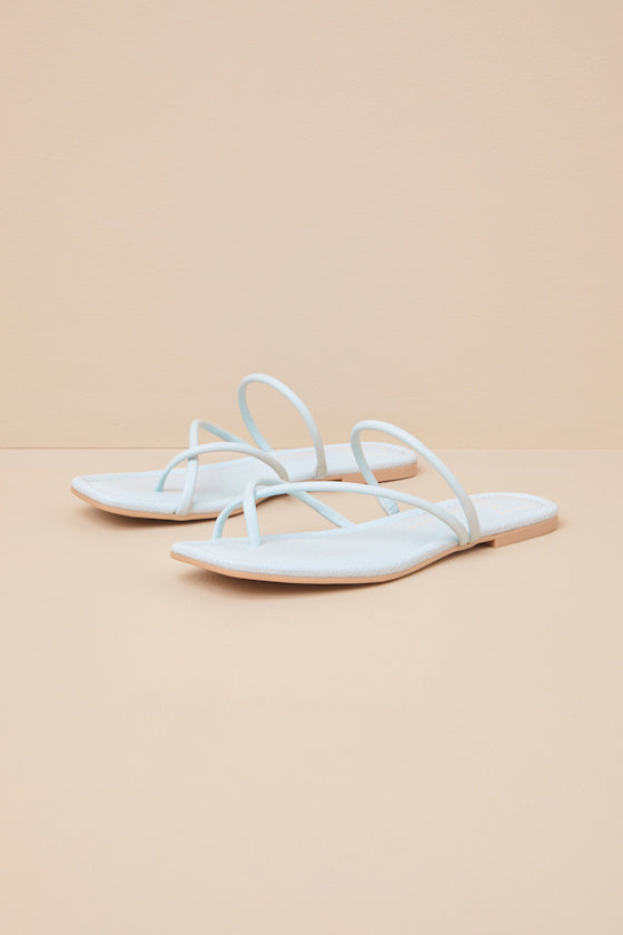 Leanna Aqua Strappy Slide Sandals