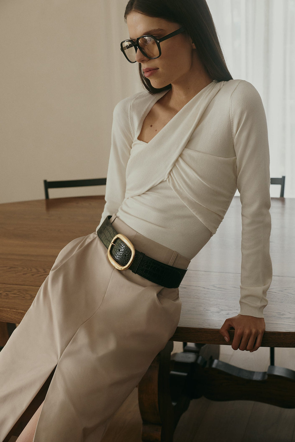 Kaylen Knit Long Sleeve Top - Ivory