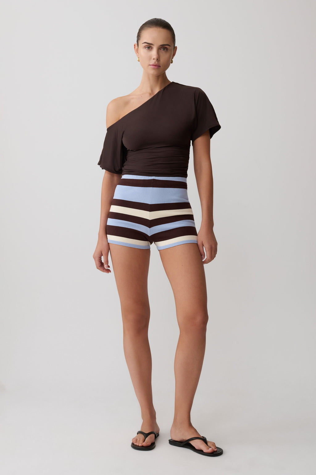 Philly Stripe Knit Short - Chocolate/Blue