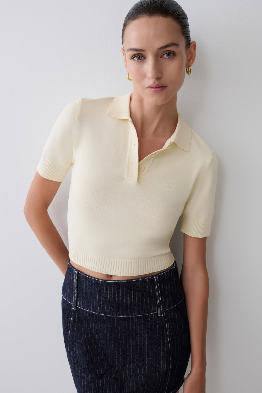 Philly Knit Button Up Top - Ivory