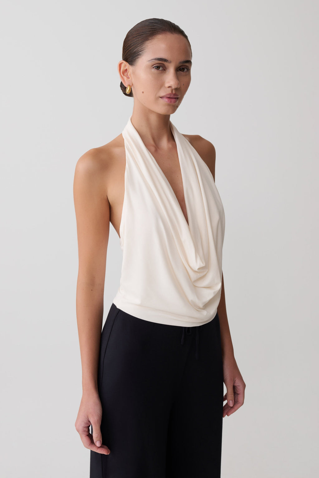 Huyen Cowl Front Modal Top - Ivory