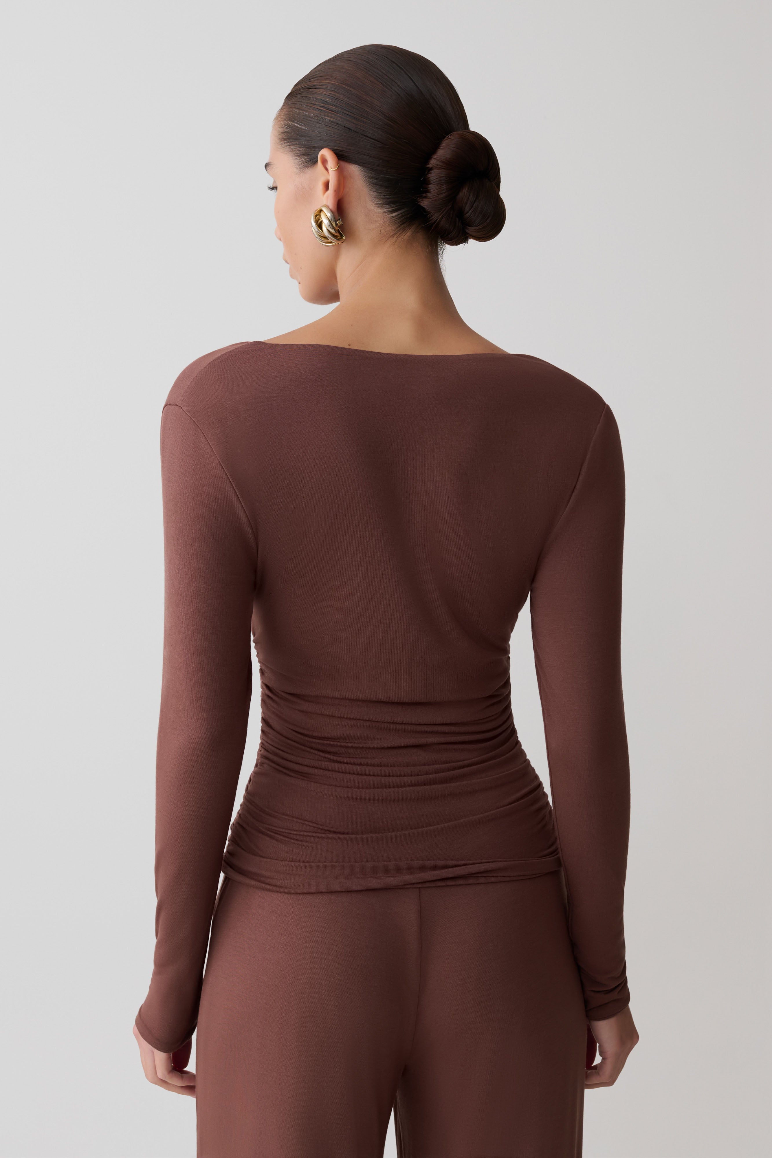 Sari Long Sleeve Modal Top - Chocolate