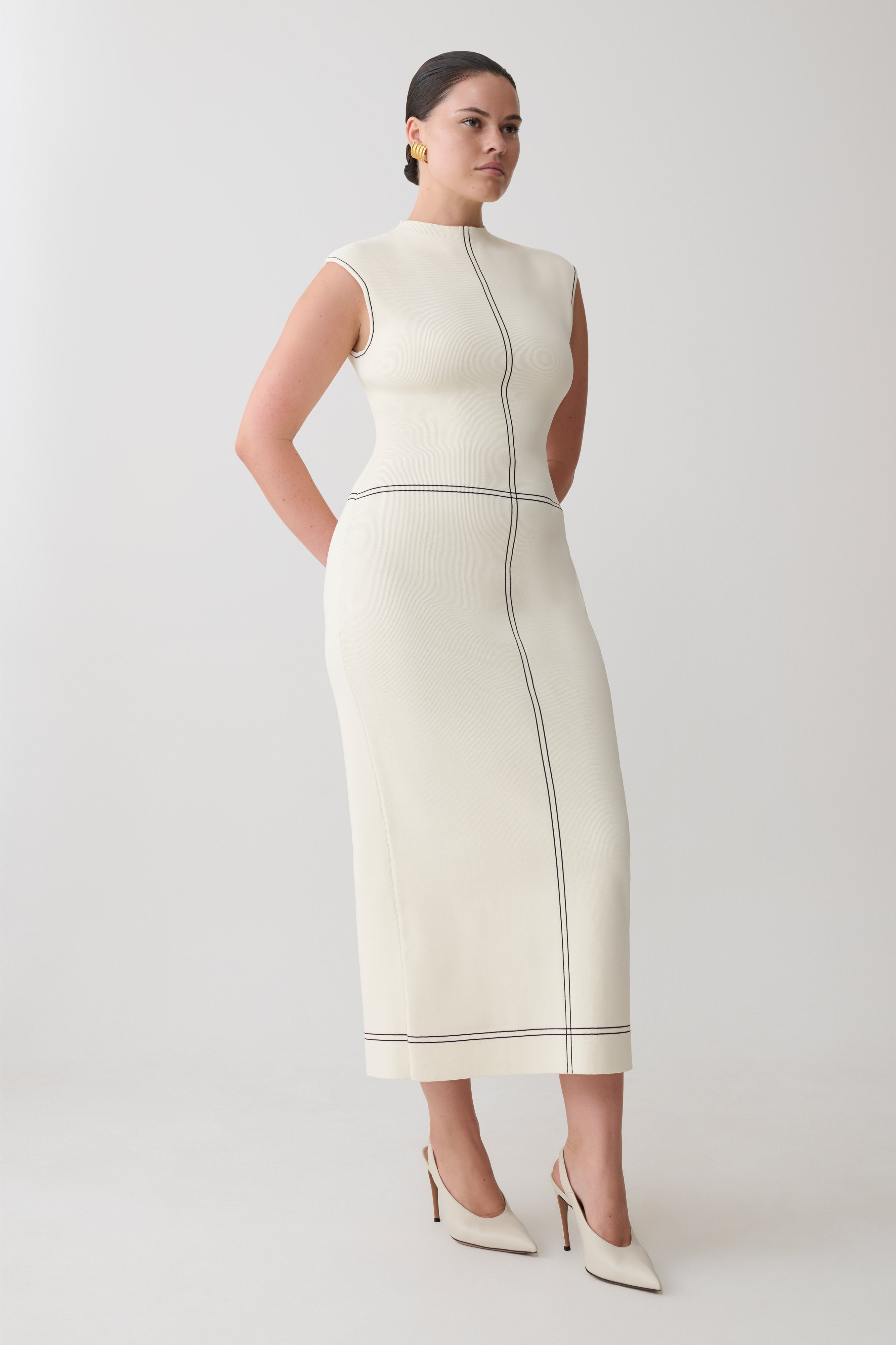 Malone Bandage Knit Midi Dress - Ivory