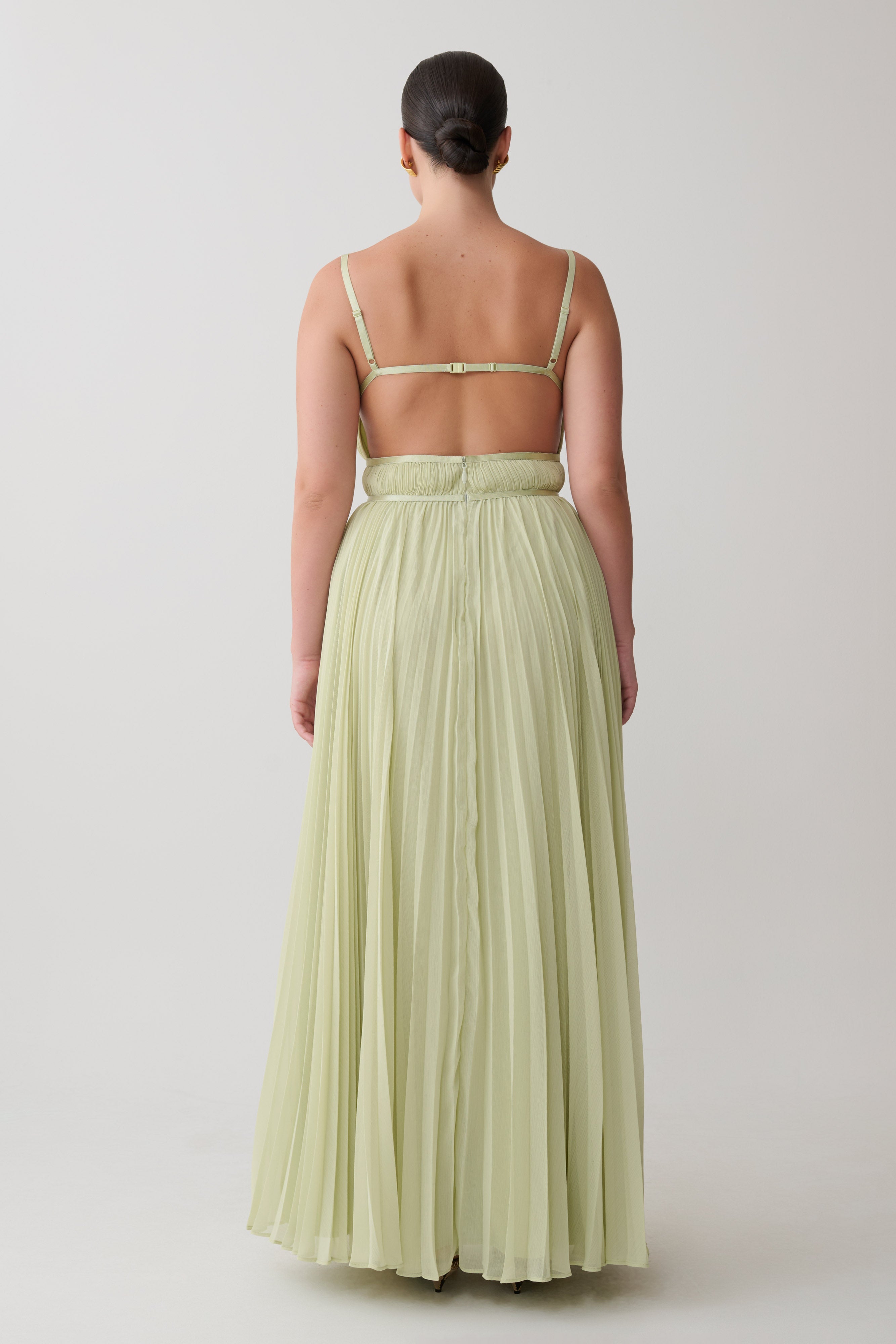 Clarisse Pleated Maxi Dress - Sage