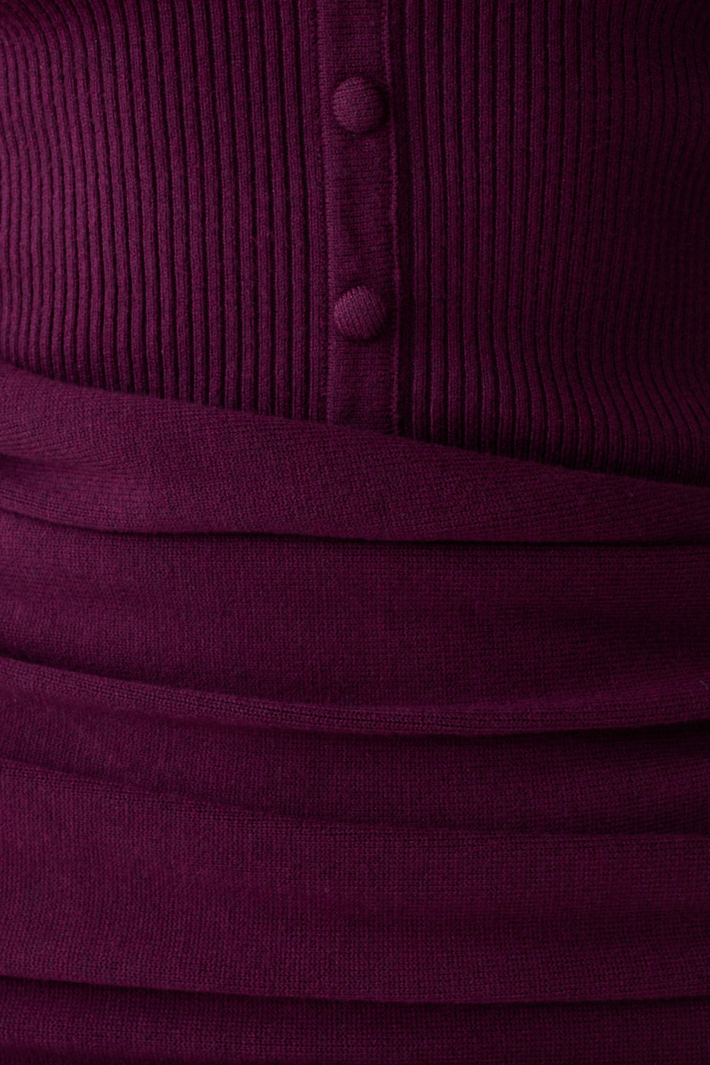 Agness Long Sleeve Button Up Knit Dress - Plum