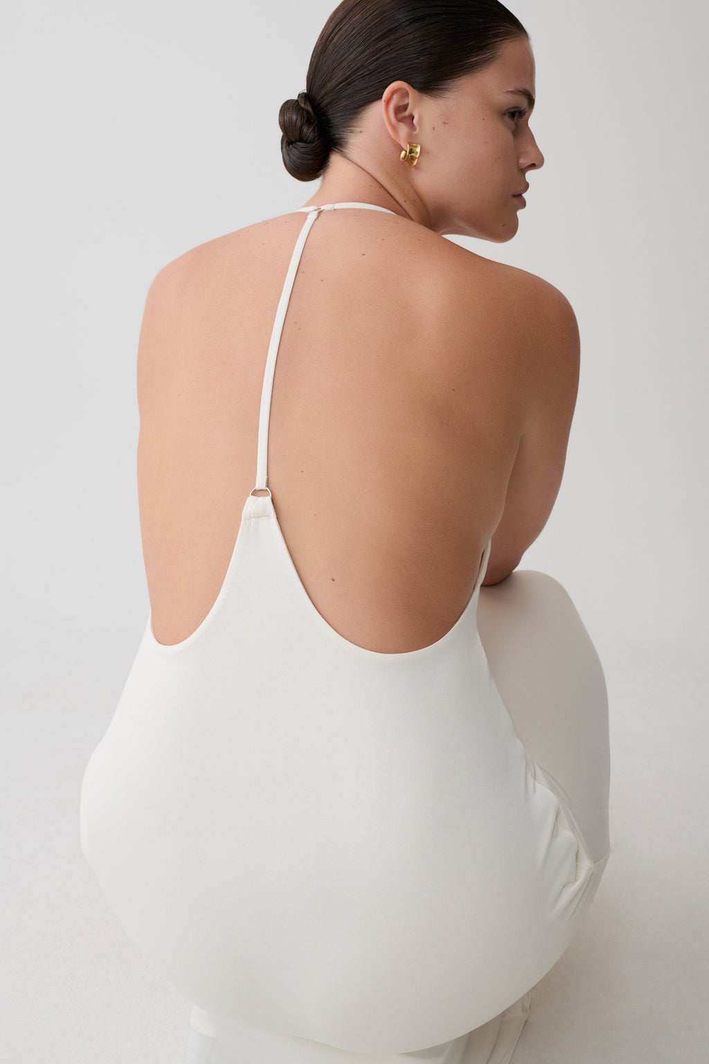Hana Slinky Plunge Maxi Dress - Ivory