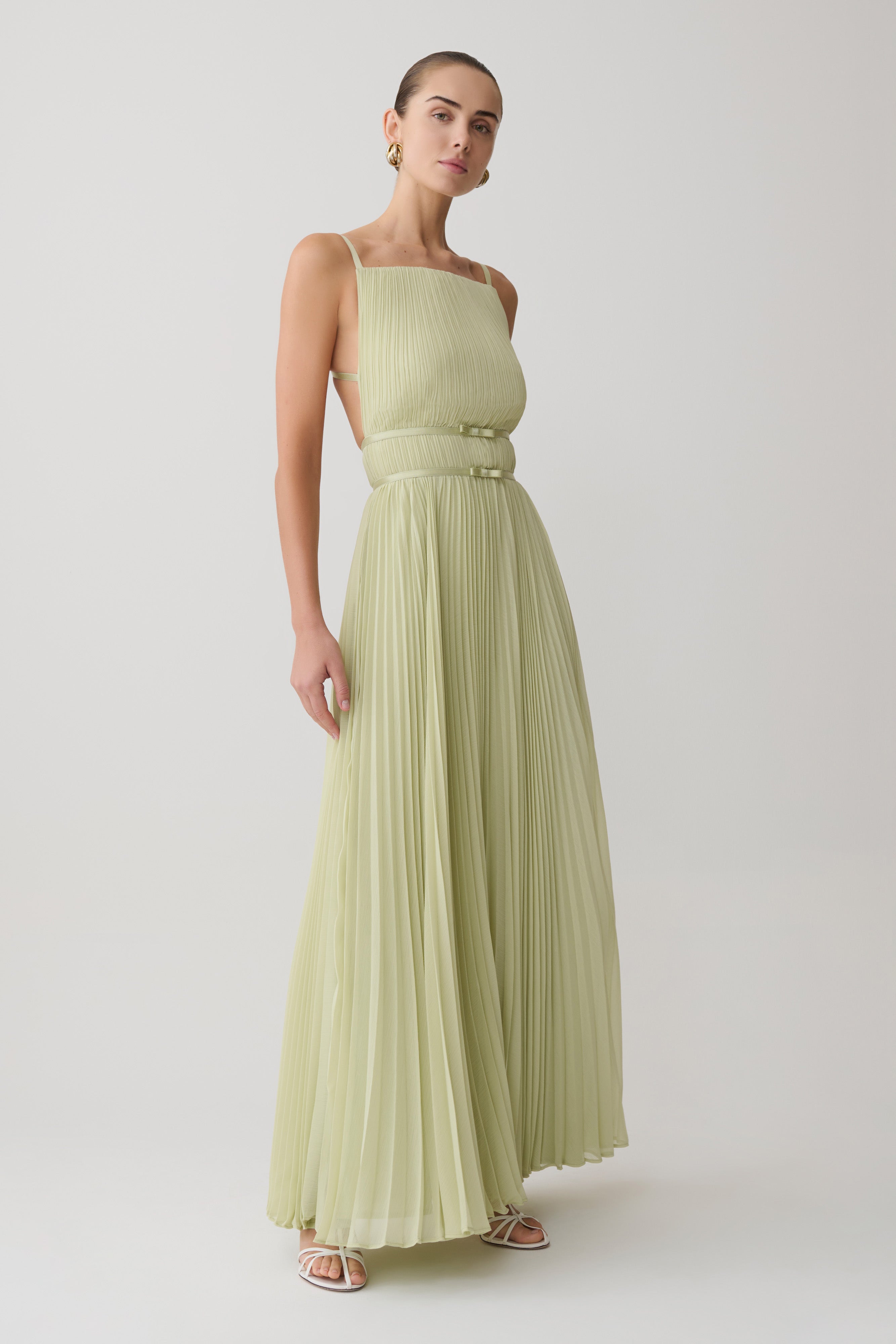 Clarisse Pleated Maxi Dress - Sage