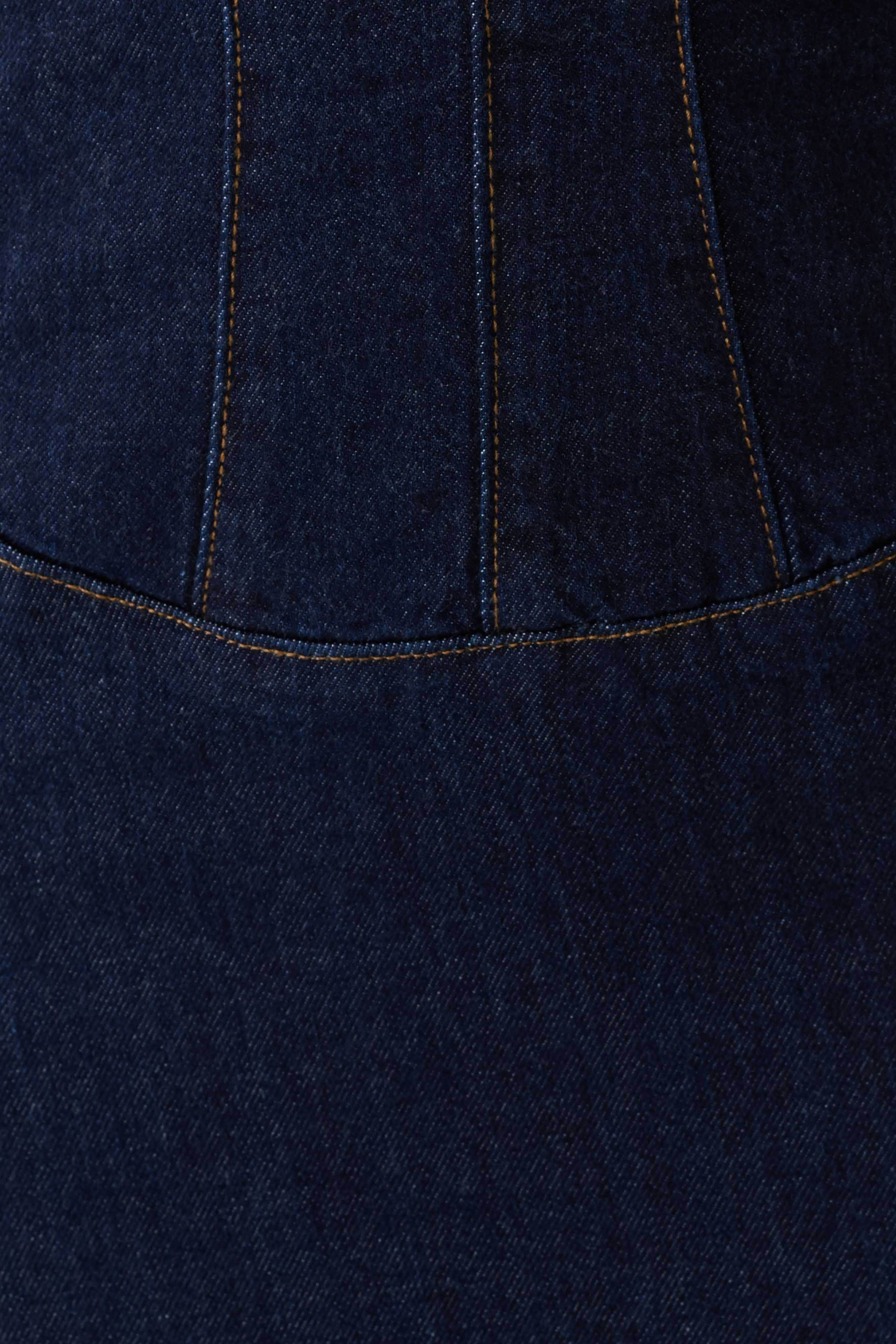 Amila Denim Cupped Maxi Dress - Indigo Blue
