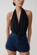 Huyen Cowl Front Modal Top - Black