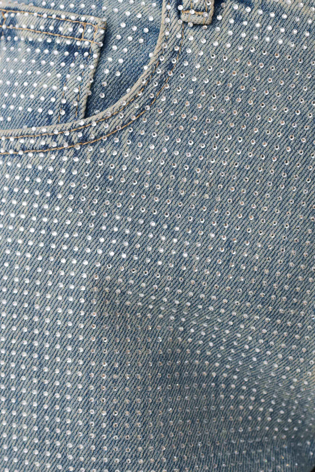 Tyla Diamante Denim Jeans - Blue/Green