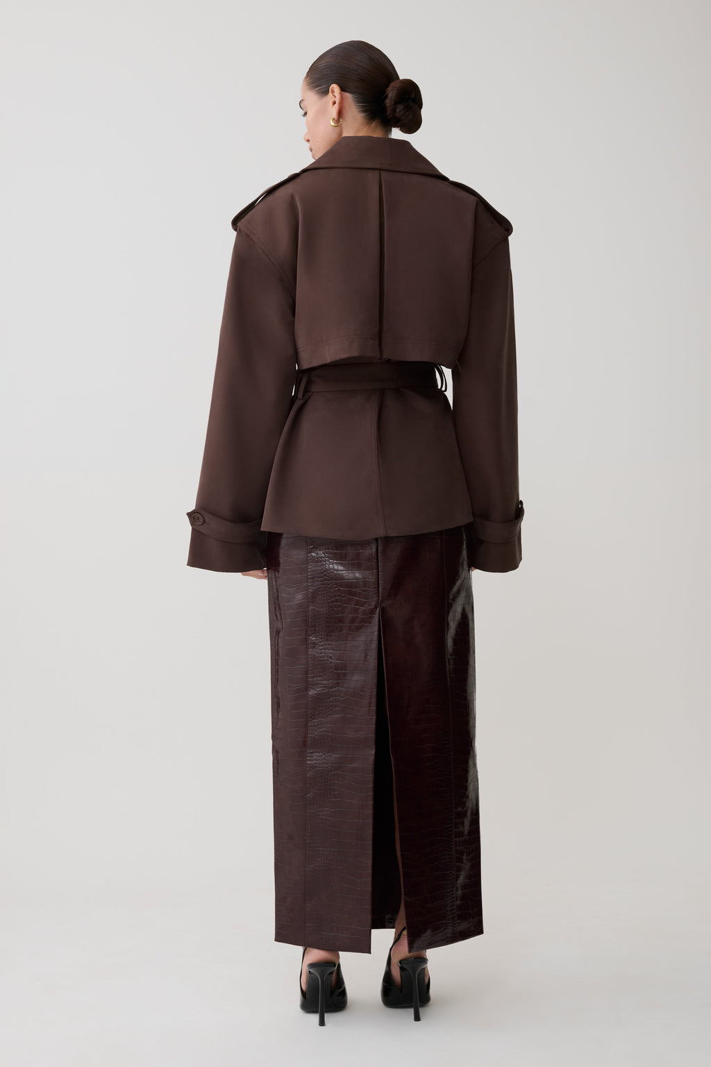 Alden Short Trench Jacket - Chocolate