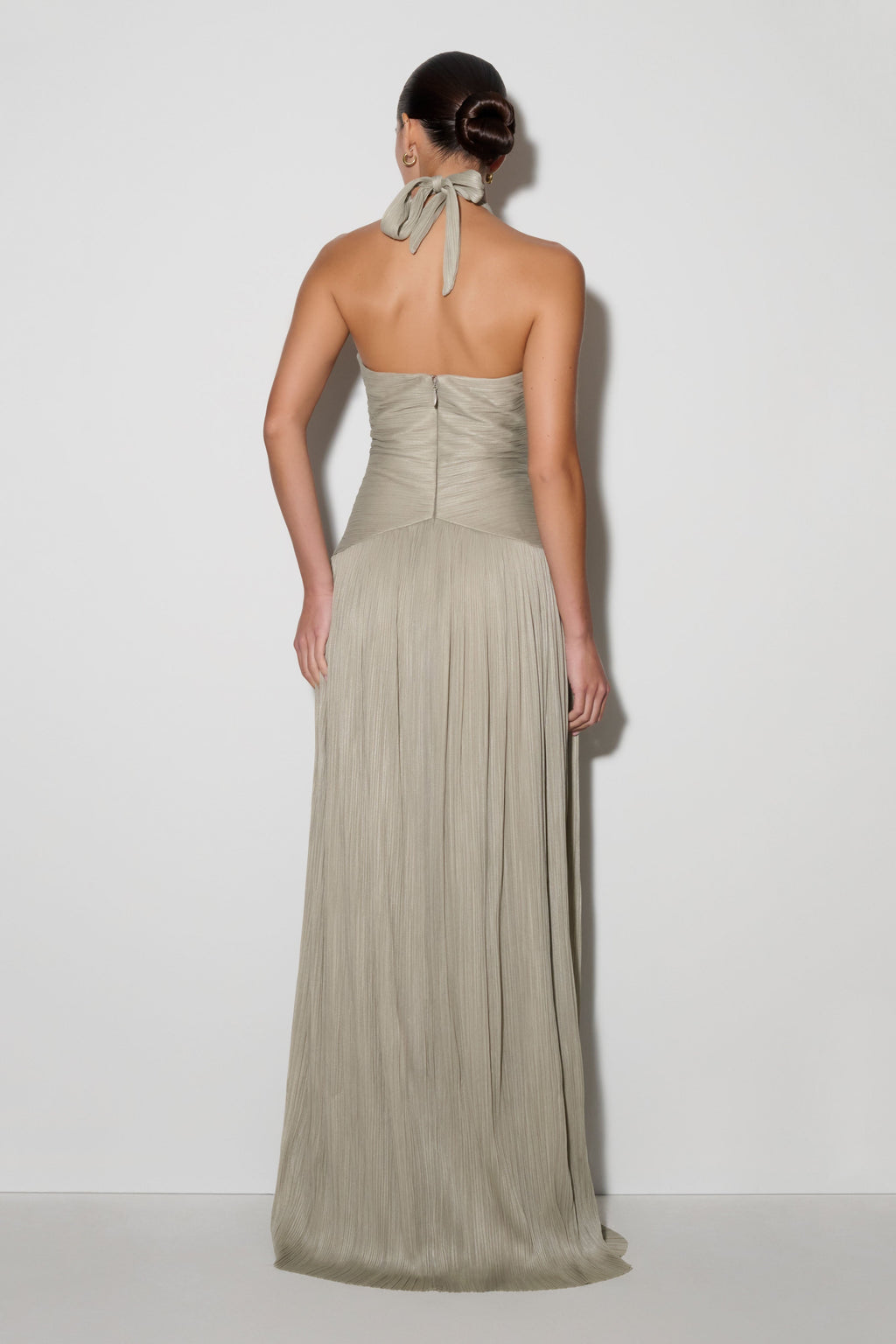 Juliette Pleated Chiffon Maxi Dress - Silver