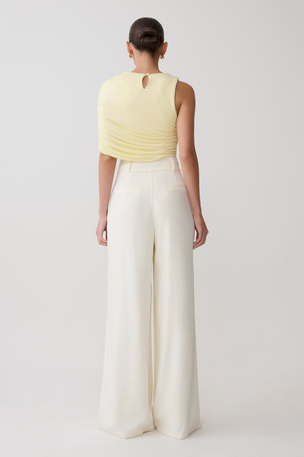 Adrienne One Shoulder Slinky Top - Lemon