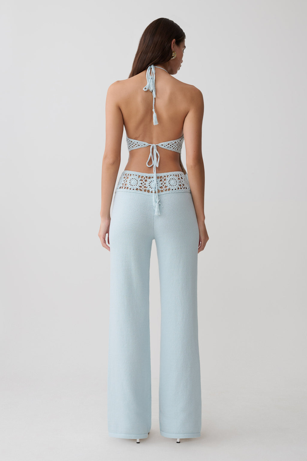 Miley Crochet Halter Top - Pale Aqua