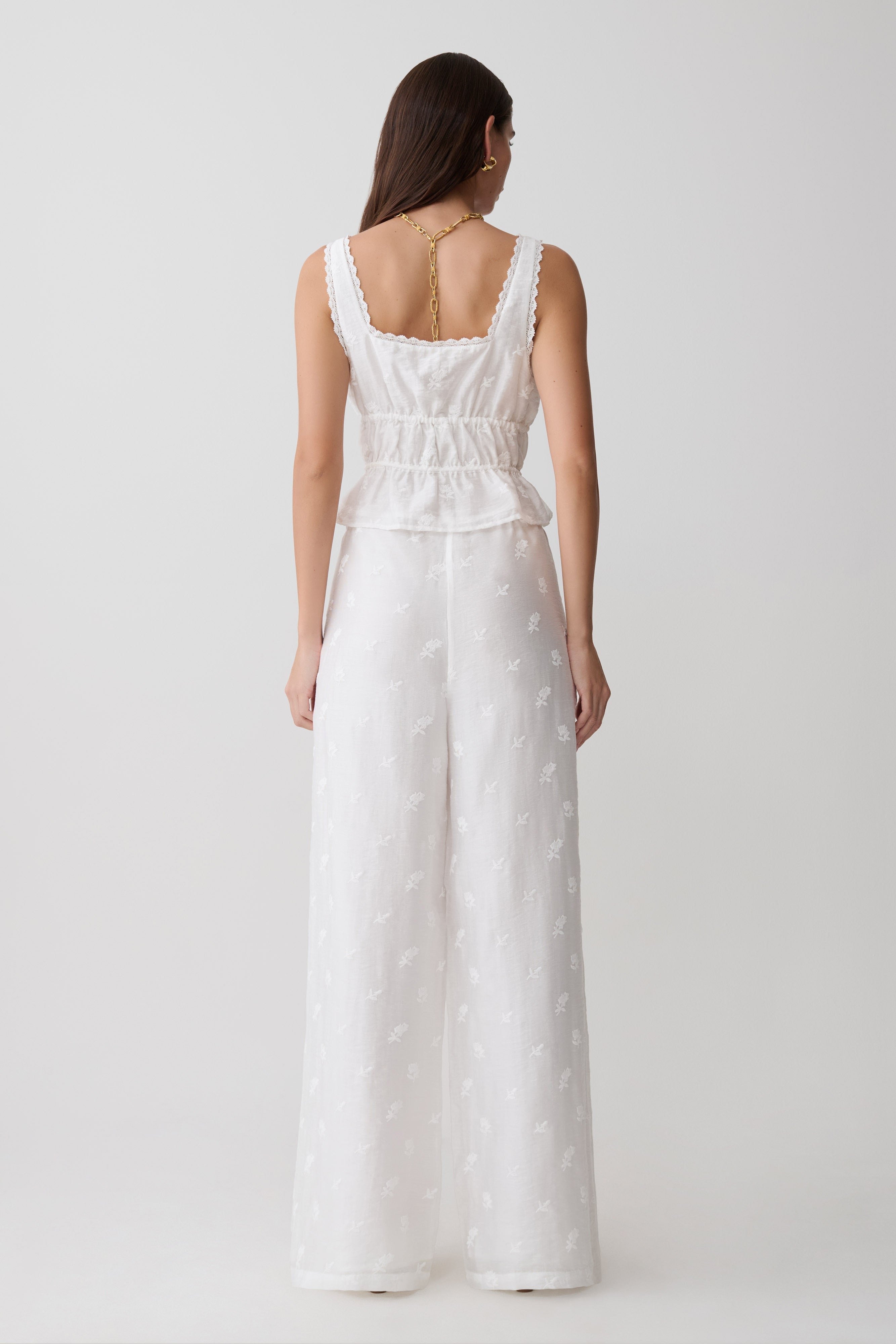 Vivian Embroidered Sleeveless Top - White