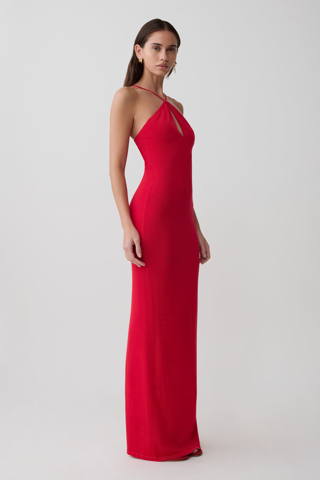 Ashtin Cross Front Knit Maxi Dress - Red
