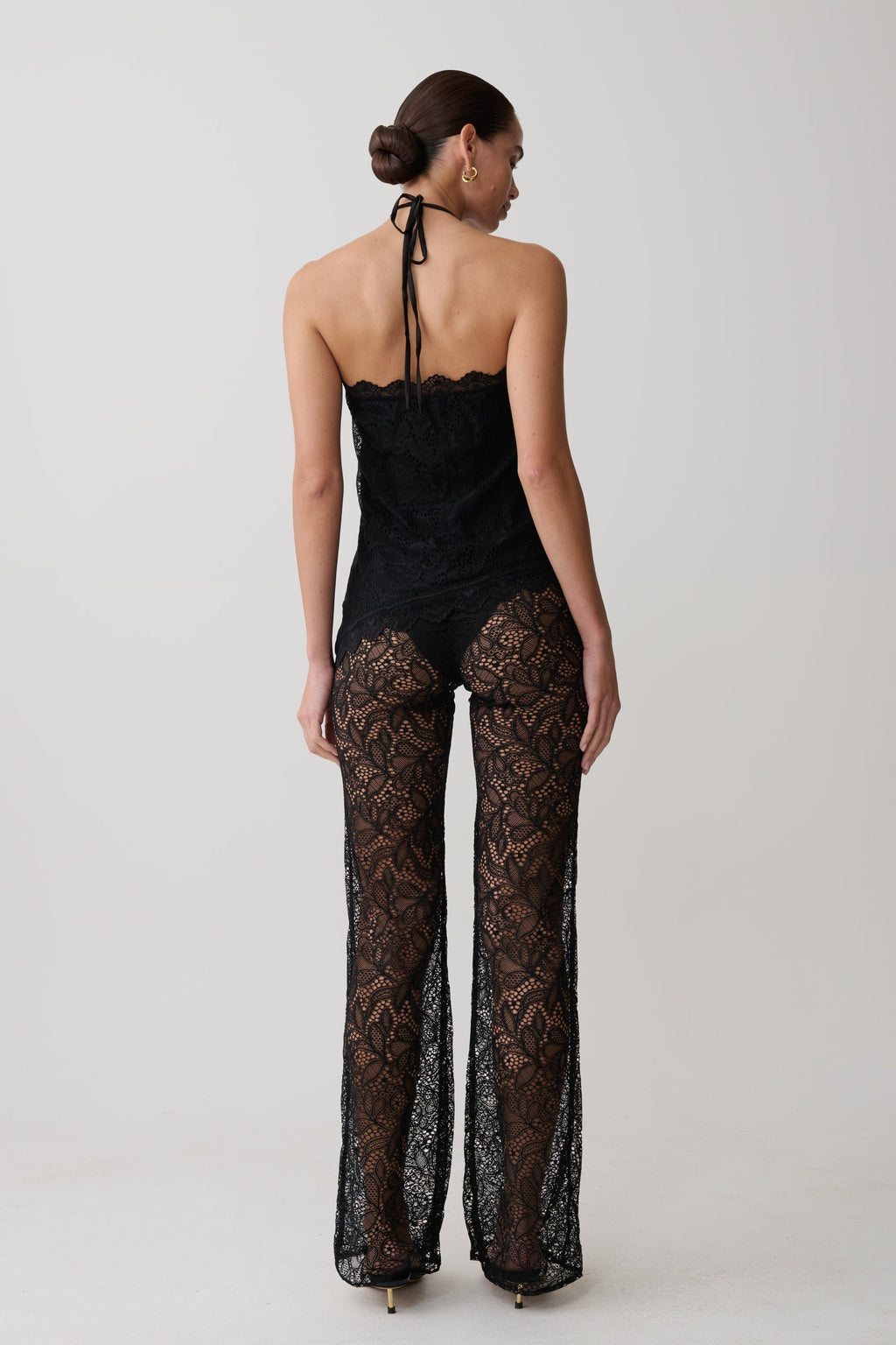 Theodosia Wide Leg Lace Pants - Black