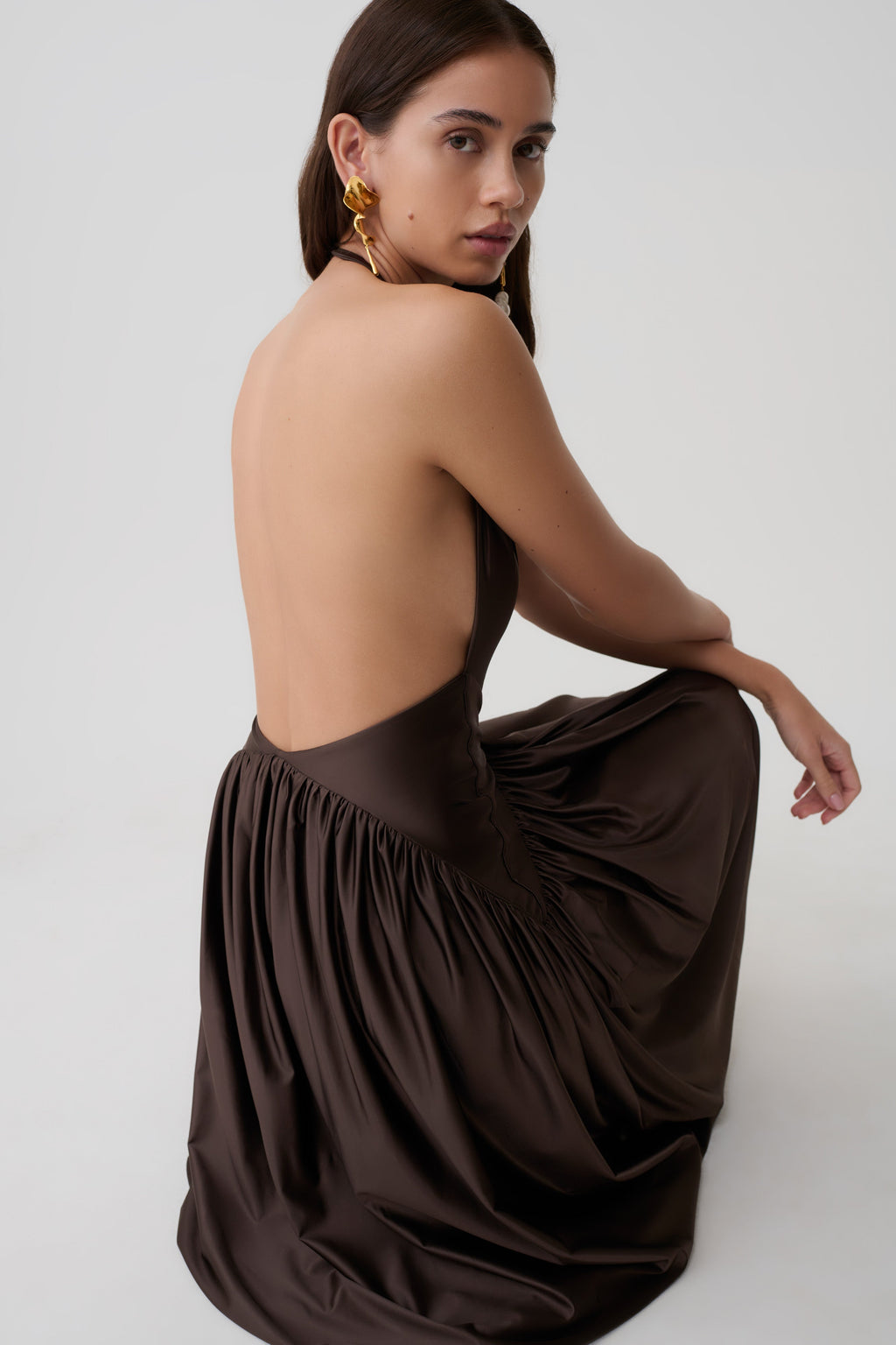 Cypress Halter Maxi Dress - Chocolate