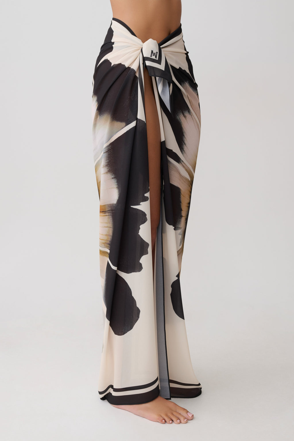 Noa Chiffon Scarf Sarong - Ivory Base Floral Print