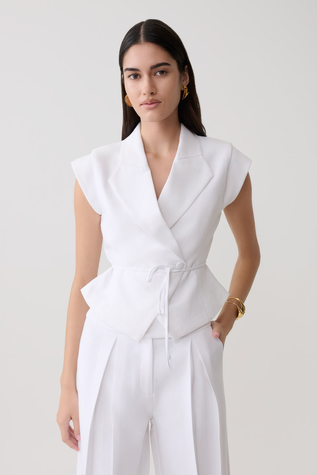 Andina Shortsleeve Linen Top - White