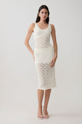 Atlantis Crochet Knit Midi Skirt - White