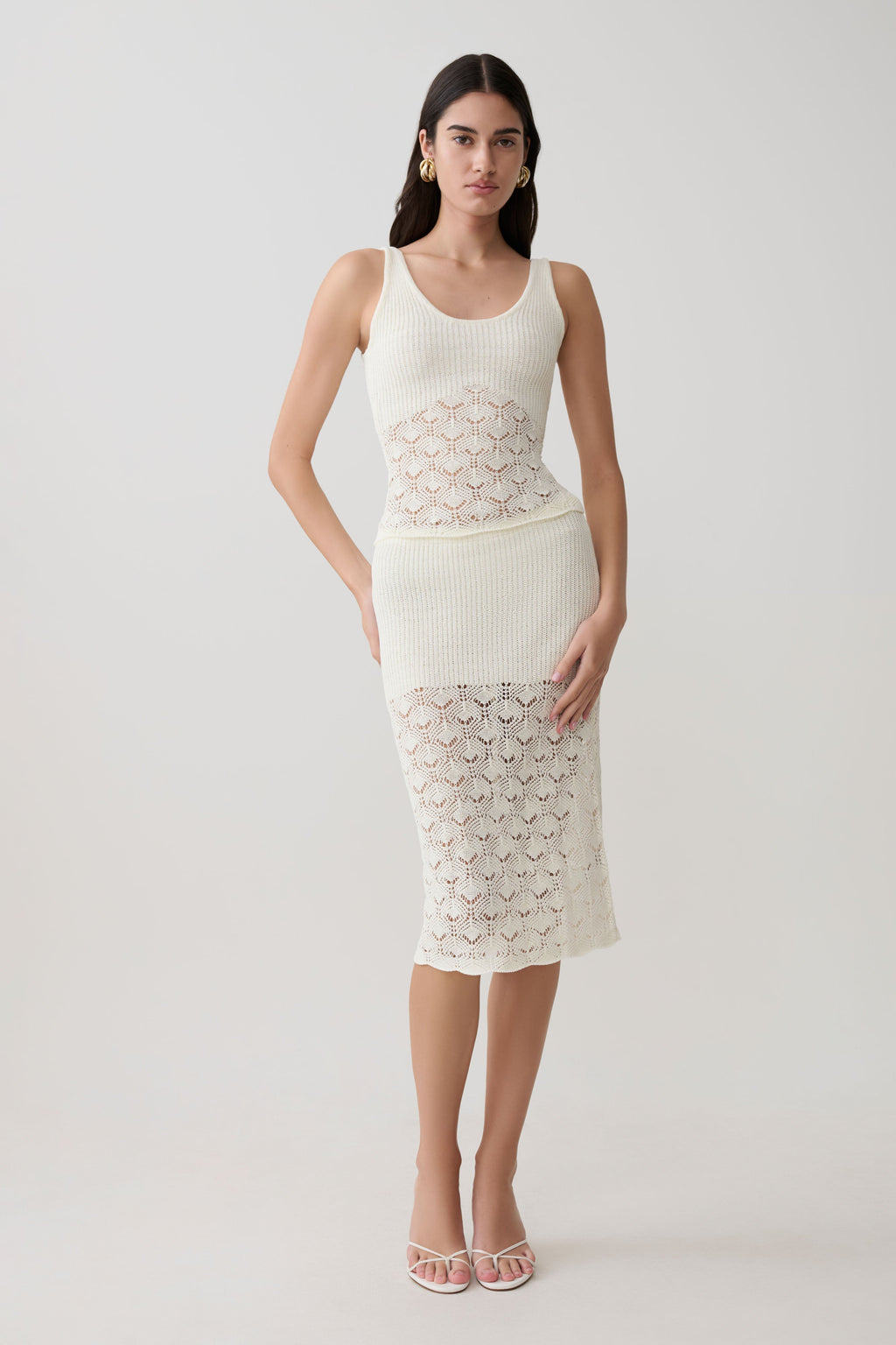 Atlantis Crochet Knit Top - White