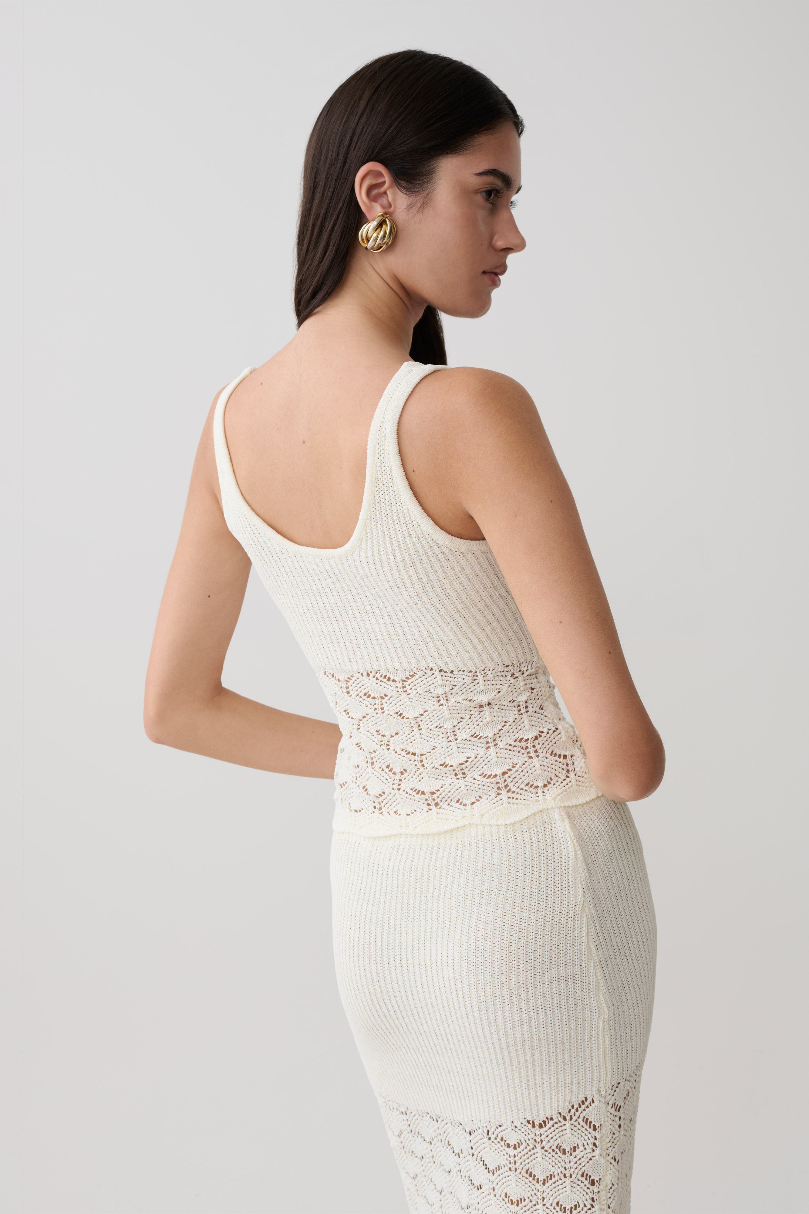 Atlantis Crochet Knit Top - White