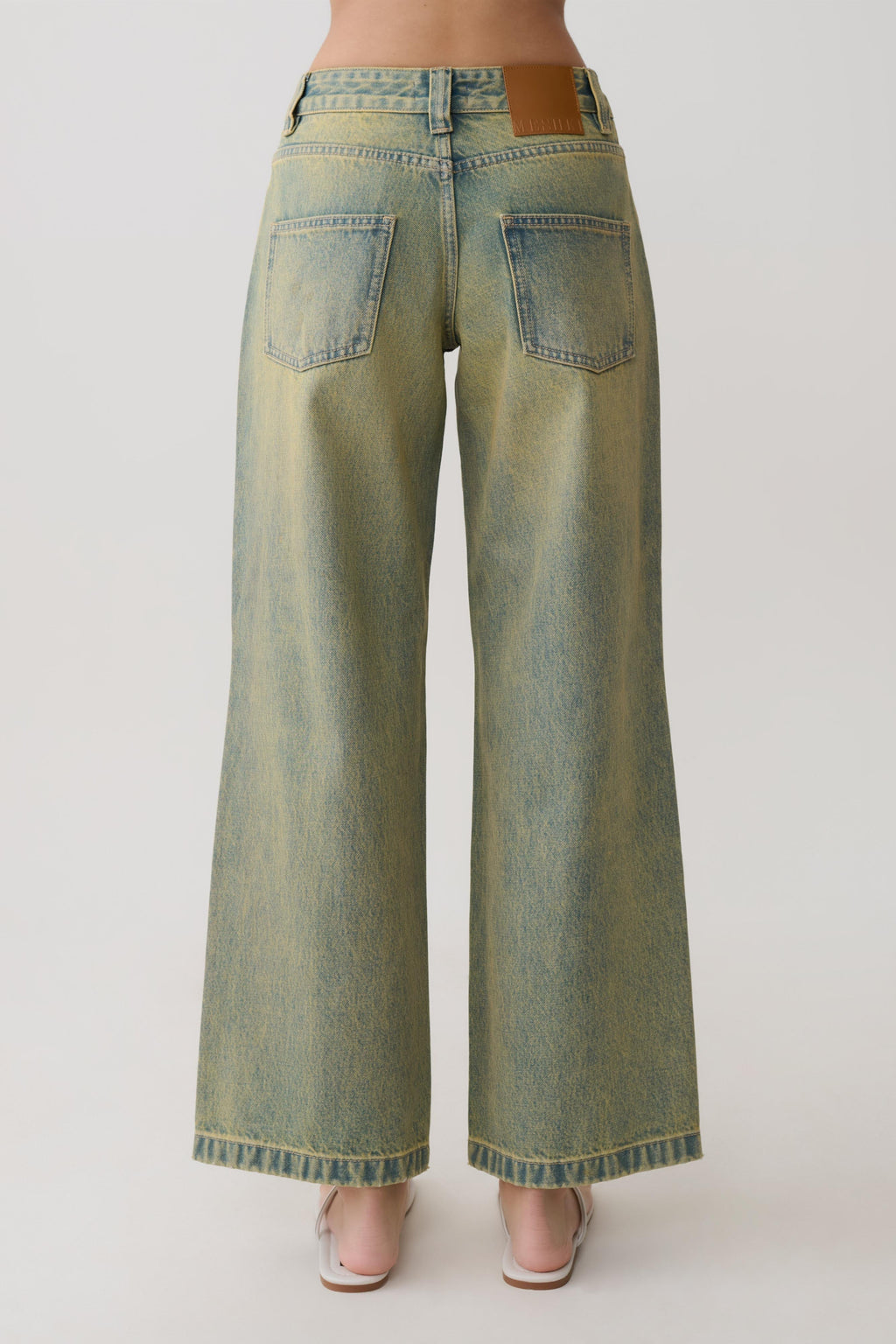 Joey Mid Rise Wide Leg Jeans - Green Wash