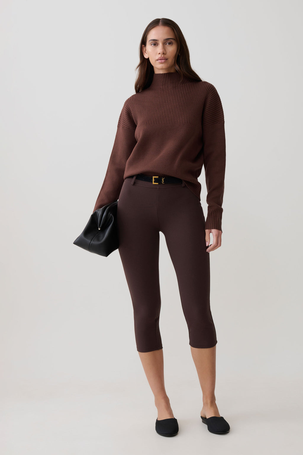 Stanley Ribbed High Neck Jumper - Chocolate
