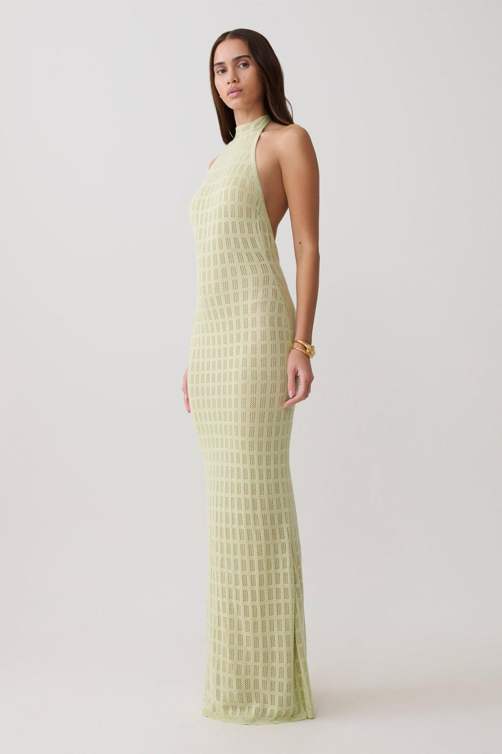 Hayley Halter Knit Maxi Dress - Seafoam