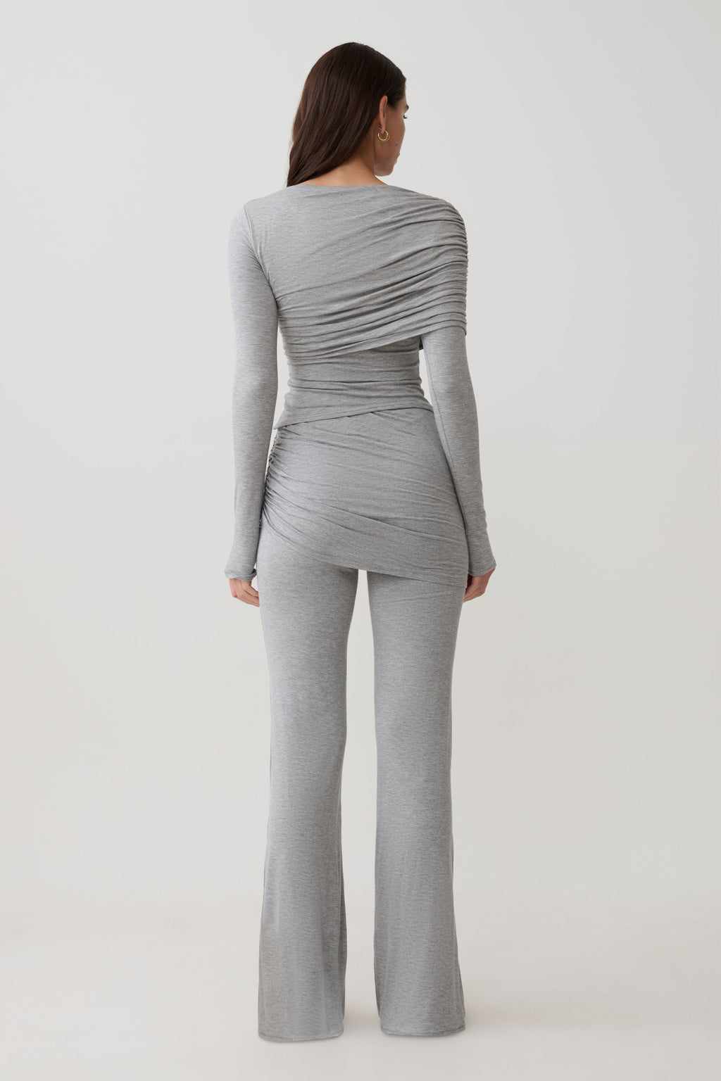 Keaton Modal Long Sleeve Overlay Top - Grey Marle