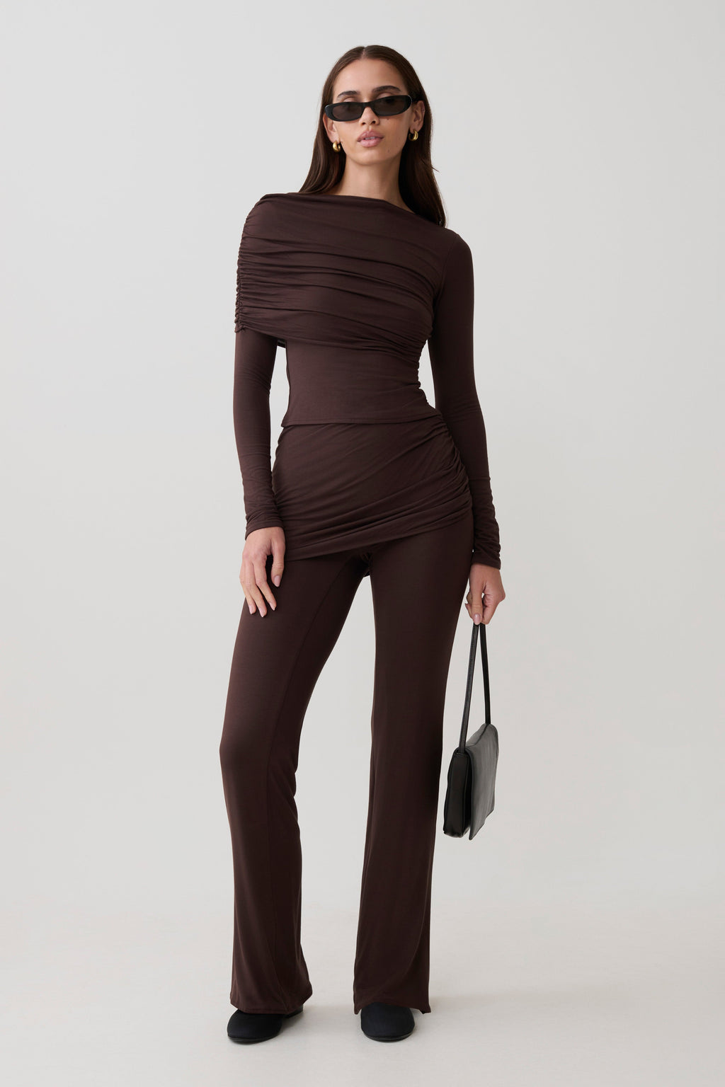 Keaton Modal Straight Leg Overlay Pant - Espresso