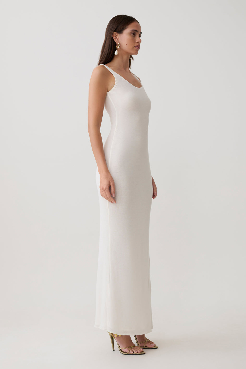 Gwenaelle Scoop Neck Jersey Maxi Dress - White