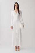 Tanya Buttoned Long Sleeve Maxi Dress - White
