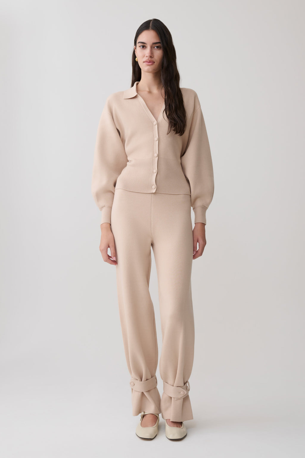 Blaine Knit Blouson Sleeve Cardigan - Oat Marle