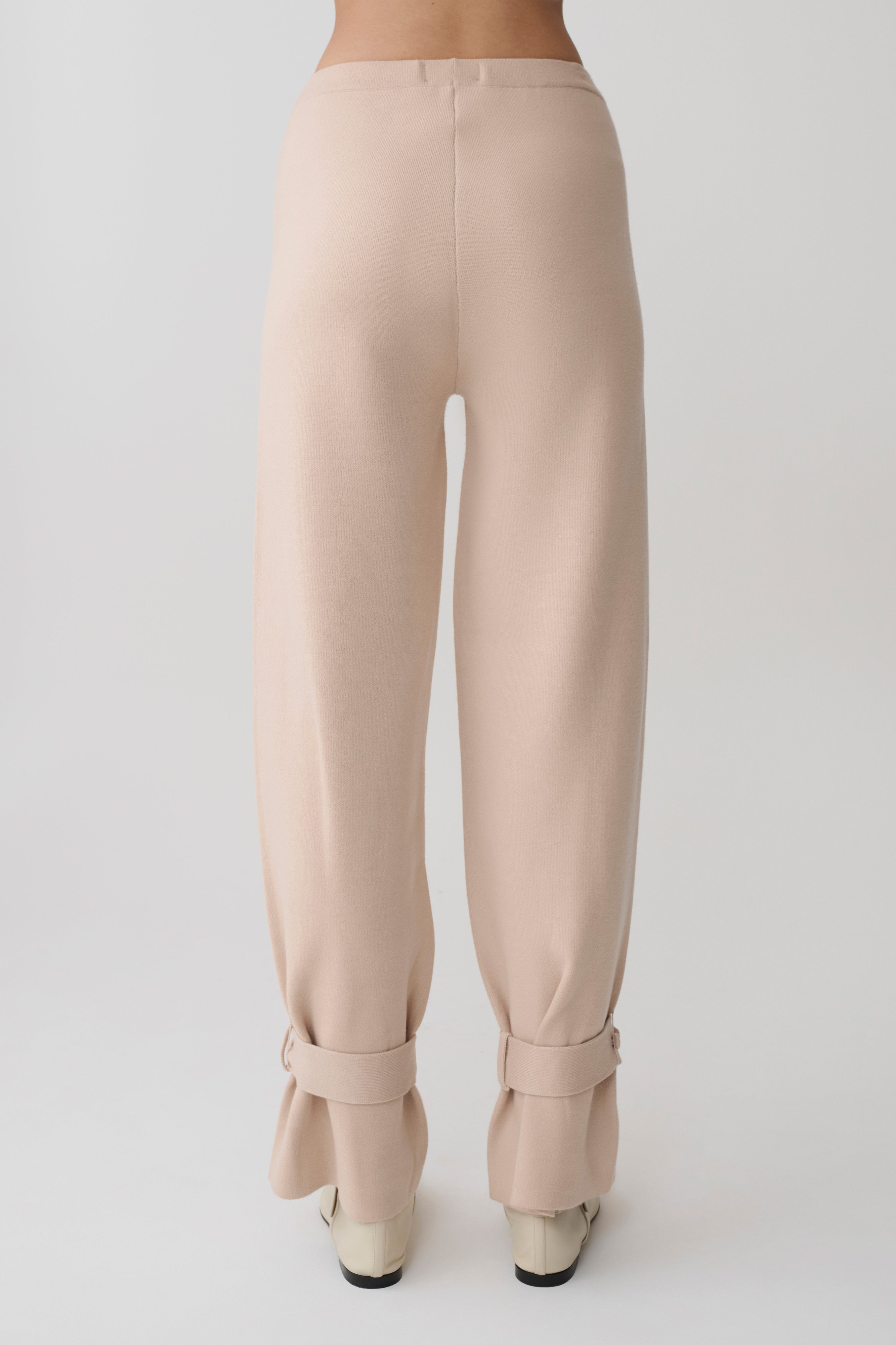Blaine Knit Cuffed Wide Leg Pants - Oat Marle