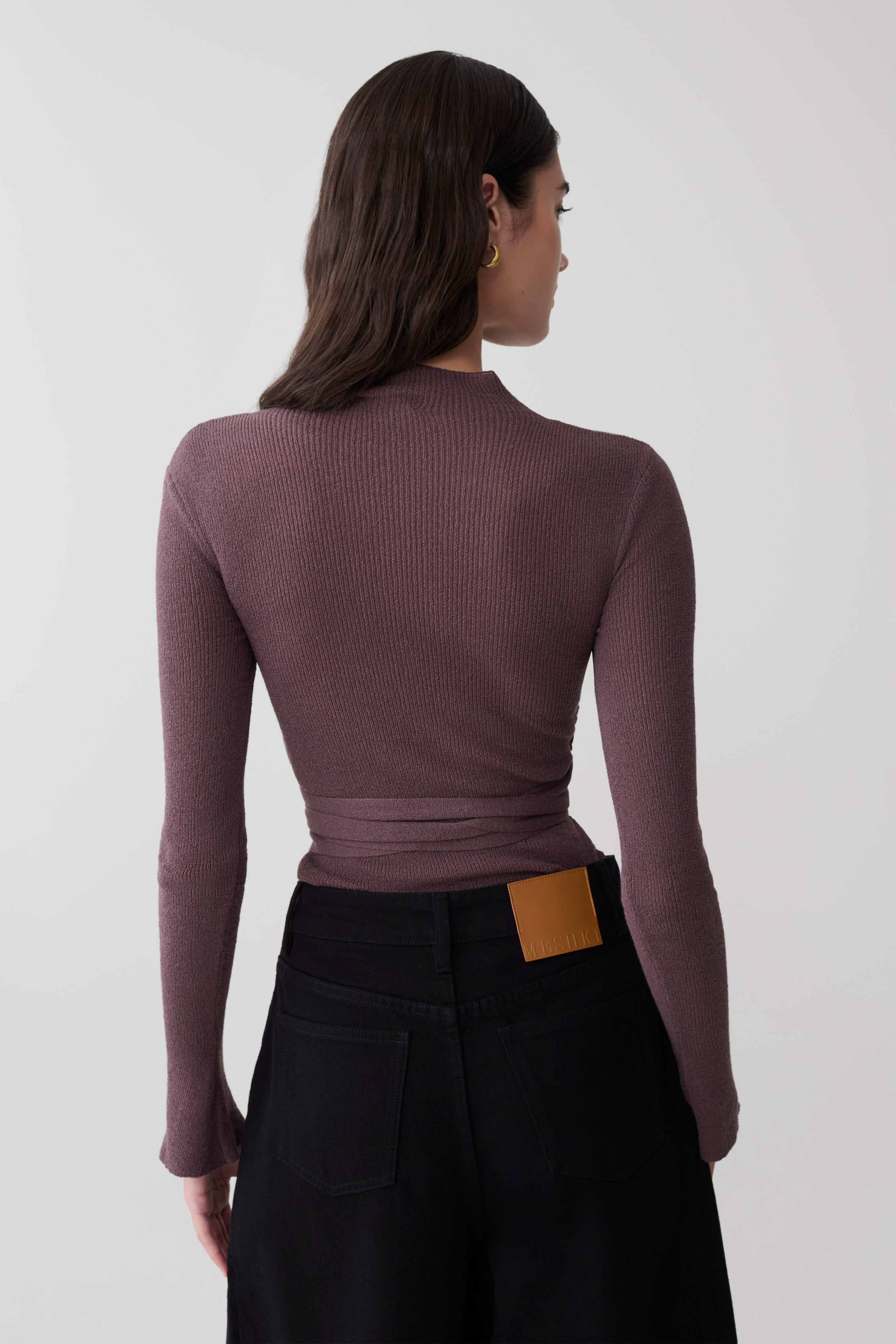 Lawson Wrap Knit Long Sleeve Top - Peppercorn